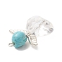 Pendentifs acryliques ange, avec des perles en alliage et des perles turquoises synthétiques teintées tête de mort