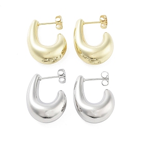 Brass Stud Earrings, Half Hoop Earrings, Long-Lasting Plated, Lead Free & Cadmium Free