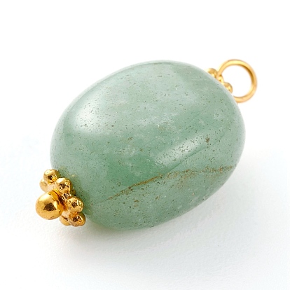 Pépites pendentifs de pierres précieuses mélangées naturelles, avec boucles en laiton et perles d'espacement en alliage, or