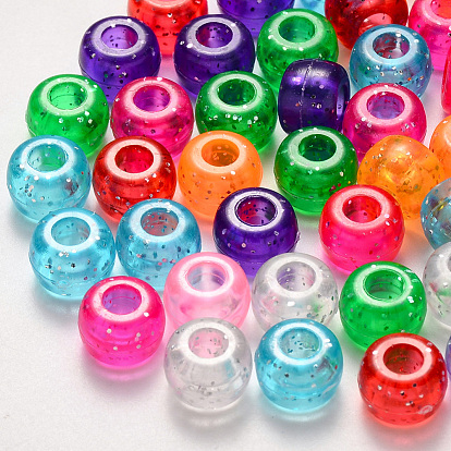 Plastic Beads, with Glitter Powder, Rondelle