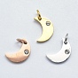 316 Surgical Stainless Steel Pendants, with Cubic Zirconia, Moon