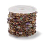 304 Stainless Steel Handmade Beaded Chains, Natural Gemstone and Seed Bead Chains, Soldered, with Spool