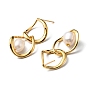 Natural Pearl Beaded Twist Teardrop Dangle Stud Earrings, Brass Jewelry, Cadmium Free & Lead Free