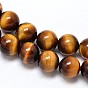 Natural Tiger Eye Beads Strands, Grade AAA, Round