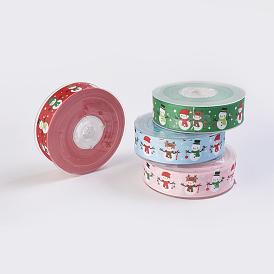 Polyester Printed Grosgrain Ribbons, Christmas Theme, Snowman