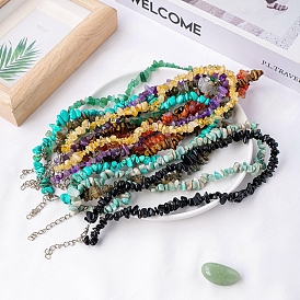 Natural & Synthetic Mixed Gemstone Chips Bead Necklace