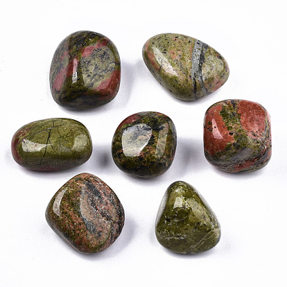 Natural Unakite Beads, Healing Stones, for Energy Balancing Meditation Therapy, Tumbled Stone, Vase Filler Gems, No Hole/Undrilled, Nuggets
