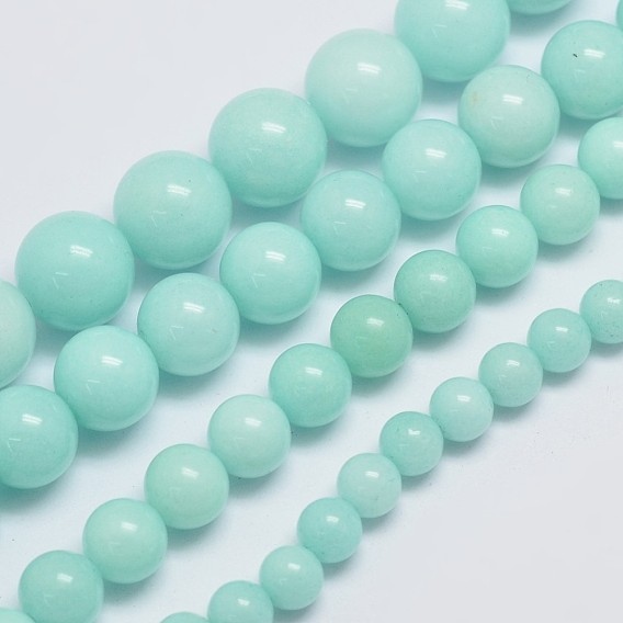 Natural Malaysia Jade Beads Strands, Imitation Amazonite, Round, Dyed