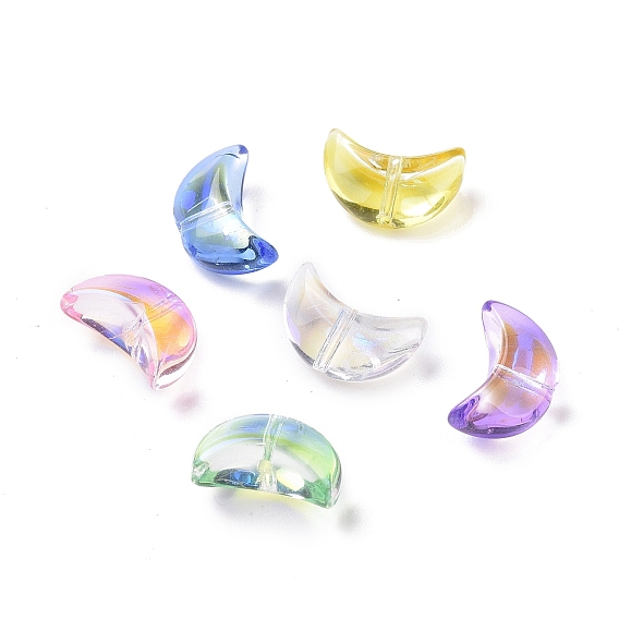 Perles en verre electroplate transparent , de couleur plaquée ab , lune