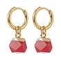 Gemstone Polygon Dangle Earrings, Golden 304 Stainless Steel Jewelry for Women