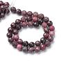 Natural Rhodonite Bead Strands, Faceted Round