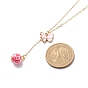 Alloy Enamel Charm & Resin Beads Lariat Necklace, Valentine Theme 304 Stainless Steel Jewelry for Women