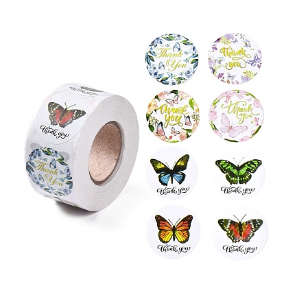 Бабочка круглая точка самоклеющиеся бумажные наклейки, насекомое спасибо подарочные наклейки для вечеринки, декоративные подарки