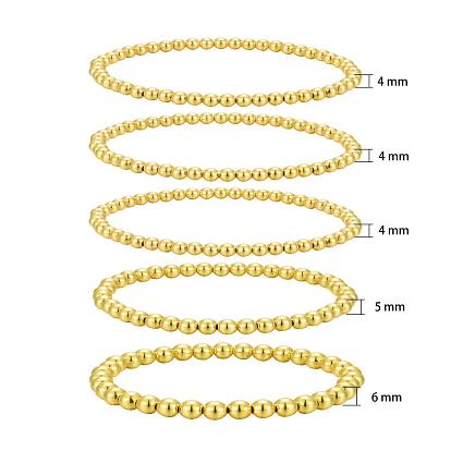 Round Brass Beaded Stretch Bracelets, Graduated Stackable Bracelets