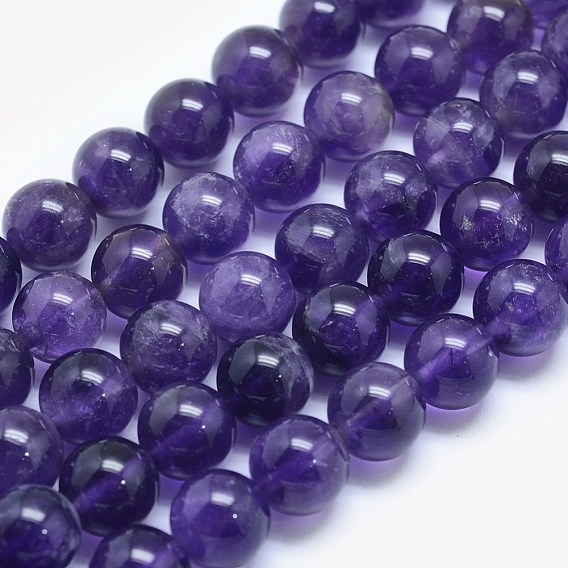 Natural Amethyst Beads Strands, Round