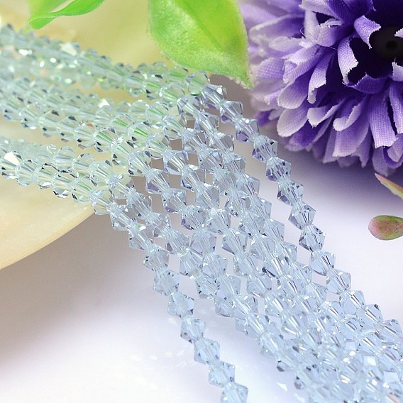 Imitaciones de perlas de cristal facetado hebras austríaco, aaa grado, bicono
