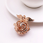 Brass Bead Cage Pendants, Hollow Heart Charms with Wing, for Chime Ball Pendant Necklaces Making