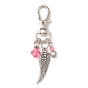Transparent Acrylic Pendant Decoration, with Tibetan Style Pendants and Alloy Swivel Lobster Claw Clasps, Wing