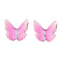 Transparent Epoxy Resin Cabochons, with Glitter Powder and Gold Foil, Butterfly