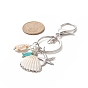 Porte-clés pendentif étoile de mer coquillage, avec porte-clés fendus en alliage et pendentif poisson en laiton émaillé, tortue