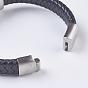 Tressés bracelets cordon en cuir pour hommes, avec des résultats en acier inoxydable 304 et des fermoirs magnétiques mat, tête de loup