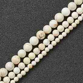 Brins de perles de magnésite naturelles, ronde
