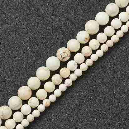 Brins de perles de magnésite naturelles, ronde