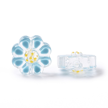Perlas de vidrio transparentes, con esmalte, flor
