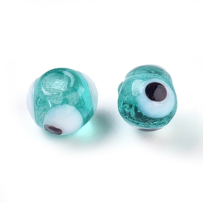 Perles lampwork, perles au chalumeau, faits à la main, mauvais œil, 6mm, Trou: 2mm