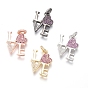 Brass Micro Pave Cubic Zirconia Pendants for Valentine's Day, Word LOVE, Clear & Camellia