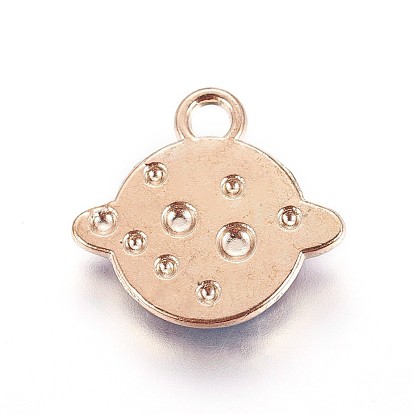 Zinc Alloy Pendants, with Enamel and Rhinestone, Planet, Universe Space Charms, Light Gold