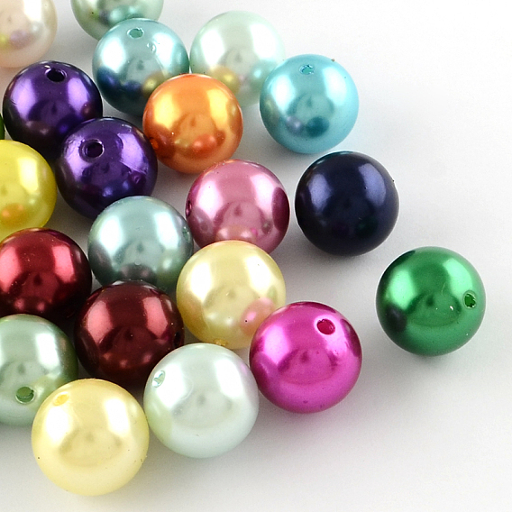 Cuentas redondas de plástico perlas de imitación de abs, 20 mm, Agujero: 2 mm, sobre 120 unidades / 500 g