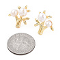 Natural Pearl Beaded Tree of Life Stud Earrings with 925 Sterling Silver Pins, Brass Jewelry for Women