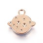 Zinc Alloy Pendants, with Enamel and Rhinestone, Planet, Universe Space Charms, Light Gold