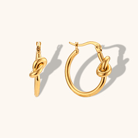 Minimalist Gold Plated Knot Hoop Earrings for Women