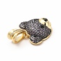 Rack Plating Brass Micro Pave Cubic Zirconia Pendants, Cadmium Free & Lead Free, Real 18K Gold Plated, Long-Lasting Plated, Bear Head Charm