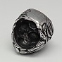 Unique Retro Halloween Jewelry Skull Rings for Men, 304 Stainless Steel Wide Rings