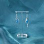 Trendy Glass Teardrop Dangle Earrings, with Brass Oval Rings and Brass Earring Hooks, 65mm