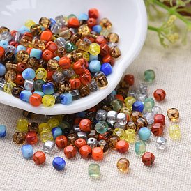 Transparent & Opaque Czech Glass Beads, Square