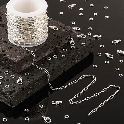 Kit de fabricación de conjuntos de joyas con cadenas de clips de bricolaje, incluyendo cadenas de clips de latón, Ganchos de aleación de zinc de langosta garra, latón anillos del salto abierto