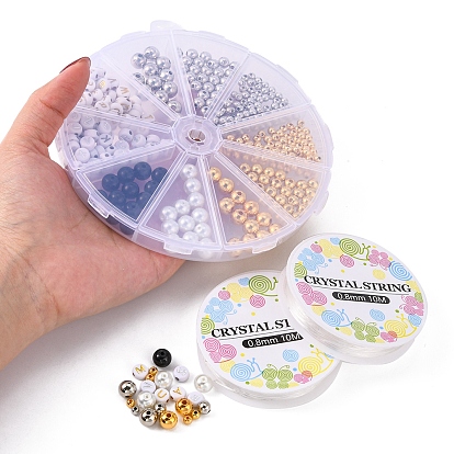 Kit de bricolaje para hacer pulseras con cuentas de letras, incluyendo plástico abs y perlas de vidrio y cuentas acrílicas, hilo elástico