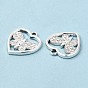 UV Plating Alloy Rhinestone Pendants, Cadmium Free & Lead Free, Heart with Butterfly Charms