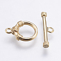 Laiton fermoirs toggle, anneau, plaqué longue durée, réel 18 k plaqué or, sans nickel, anneau