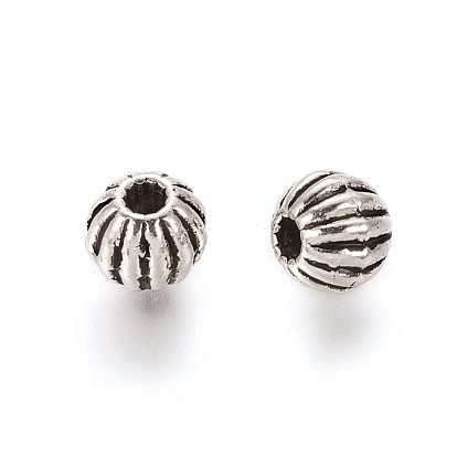 Perles en alliage de style tibétain, sans plomb et sans cadmium, ronde, environ 7 mm de diamètre, Trou: 1mm