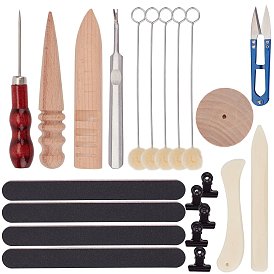 Gorgecraft Tool Sets, with Stainless Steel Nail Cuticle Fork, Leather Grinding Trimming Round Flat Stick and Rub Oil Leather Wool Ball