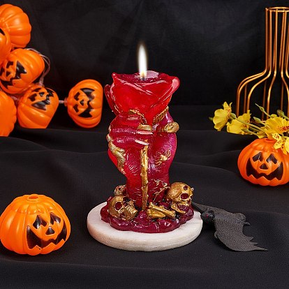 Силиконовые формы для свечей на тему Хэллоуина, формы для литья смолы, для уф-смолы, изготовление ювелирных изделий из эпоксидной смолы, рука с розой и черепом