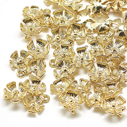 Brass Pendants, Flower, Real 18K Gold Plated