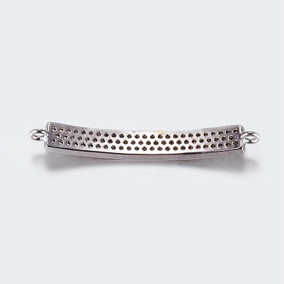 Long-Lasting Plated Brass Micro Pave Cubic Zirconia Links, Rectangle