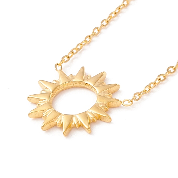 Placage ionique (ip) 304 collier pendentif soleil en acier inoxydable pour femme