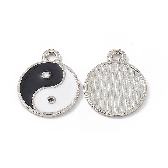 Colgantes de la aleación del esmalte, Platino, colgante plano y redondo con patrón de yin yang